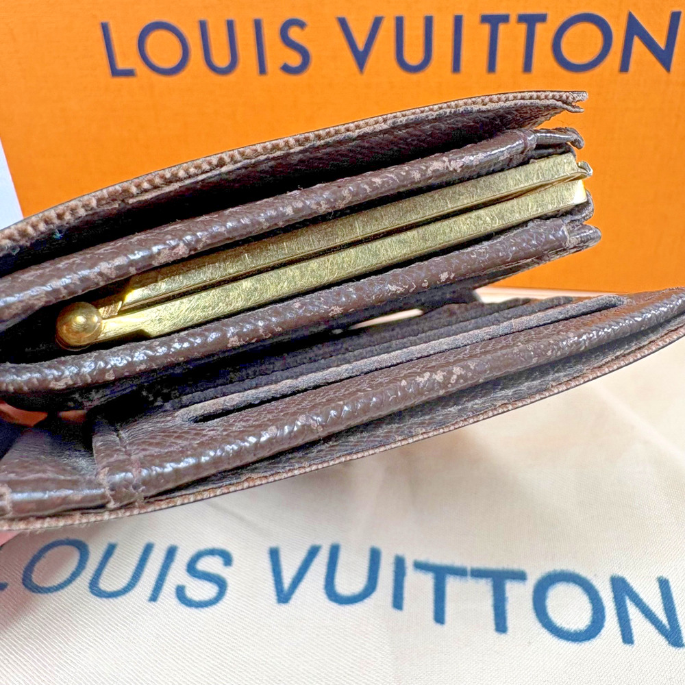 Louis Vuitton LV Damier Ebene Portefeuille Viennois French Kisslock Wallet Brown - Picture 5 of 16